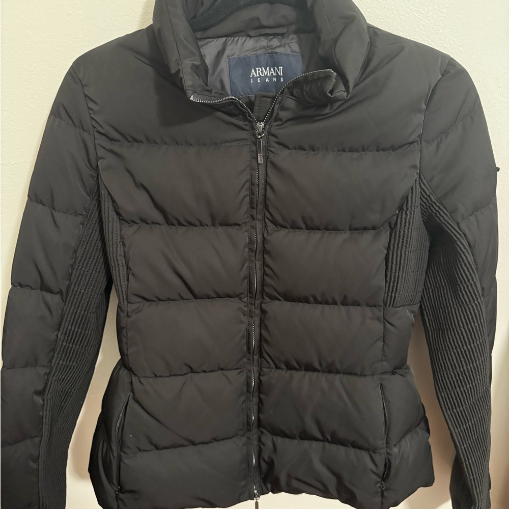 Armani Jeans Women's Elegant Black Puffer Coat